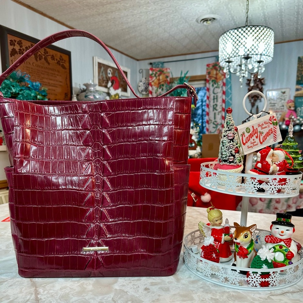 Brahmin Sugar Plum Lententide Parin Croc-Embossed Tote